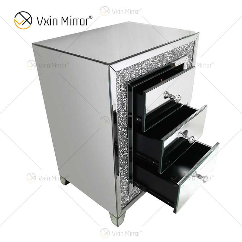 mirrored black nightstand Mesa de cabeceira preta espelhada