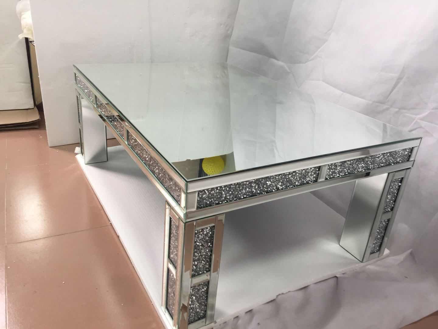 living room mirrored coffee table mesa de café con espejo de sala de estar