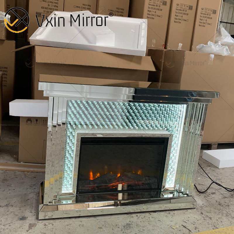 mirrored fireplace surround موقد عكس محيط