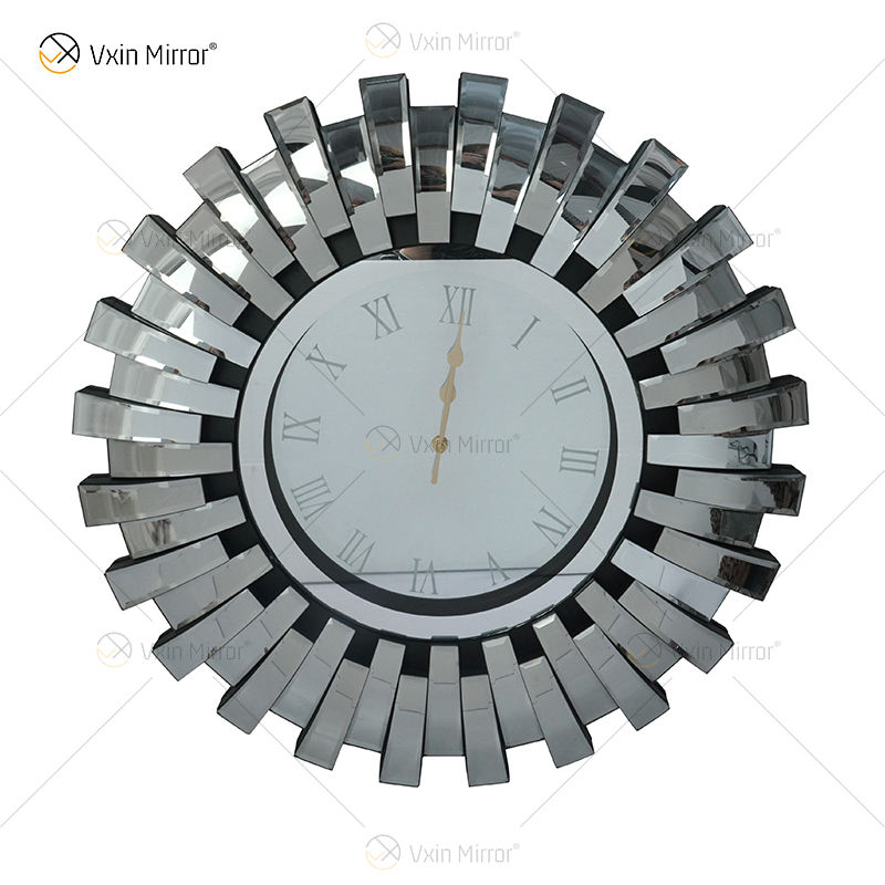 large mirrored wall clock Большие зеркальные настенные часы