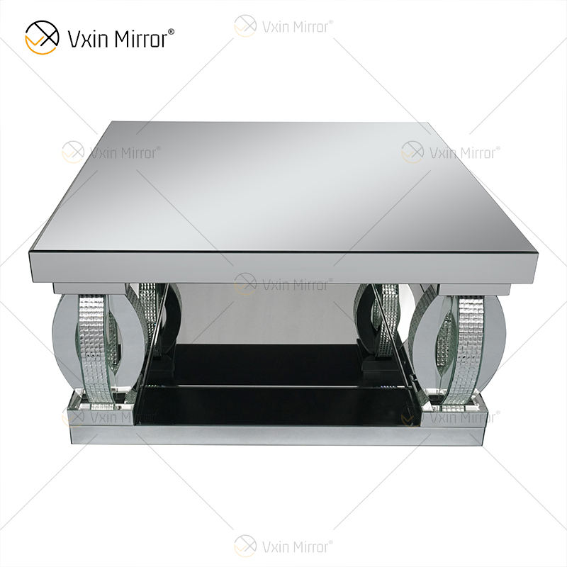 mirrored rectangular coffee table mesa de café rectangular con espejo