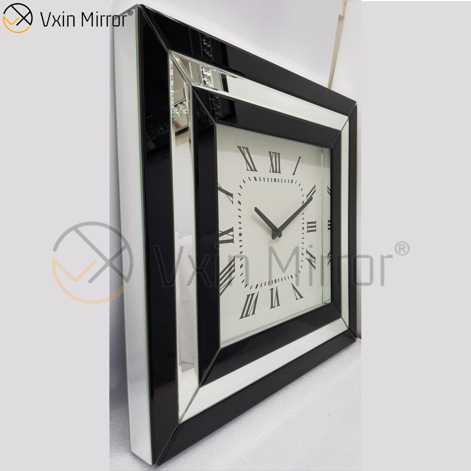 mirror clock wall зеркальная стена часов