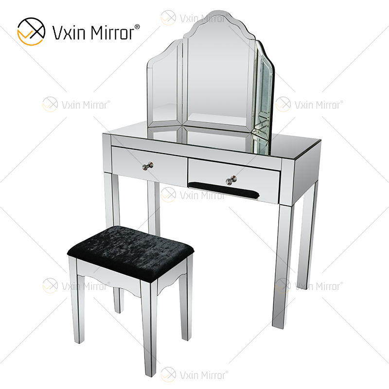vanity desk with mirror and lights مكتب الغرور مع المرآة والأضواء