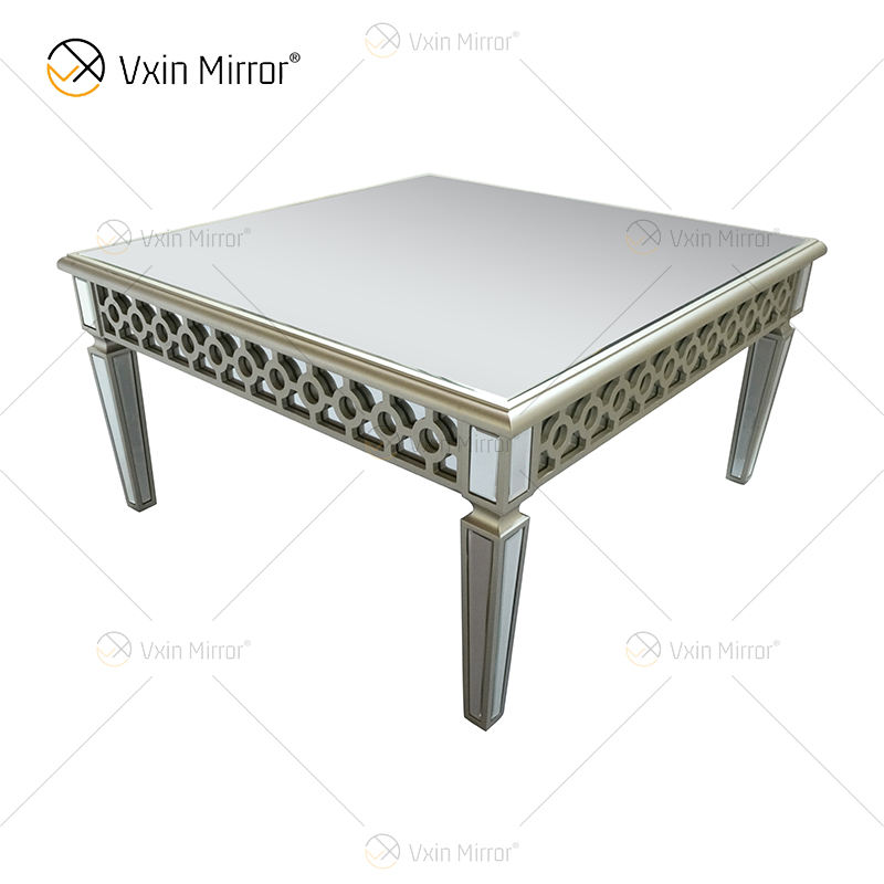 silver glass coffee table mesa de café de vidrio plateado