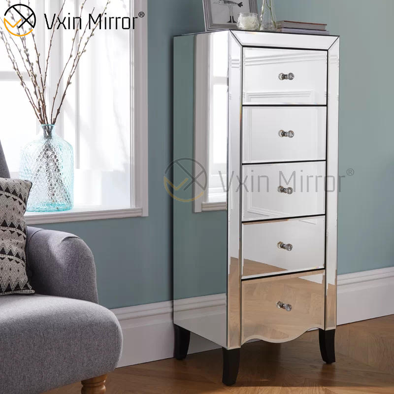 mirrored black nightstand Зеркальная черная тумбочка