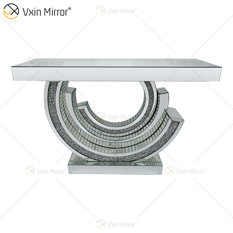 black mirrored console Console espelhado preto