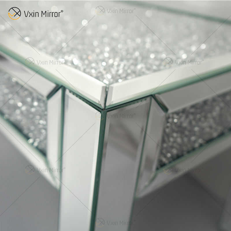 mirrored crystal coffee table mesa de café de cristal con espejo
