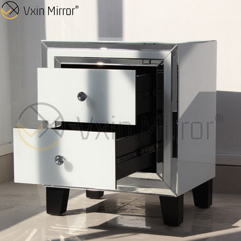 round mirrored nightstand mesita de noche reflejada redonda