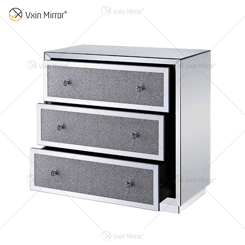 grey mirrored nightstand Cinza espelhada mesa de cabeceira