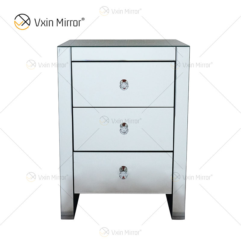 black mirrored nightstand منضدة نسائية سوداء