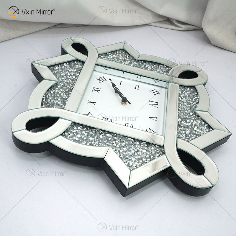 black mirrored wall clock Relógio de parede espelhado preto