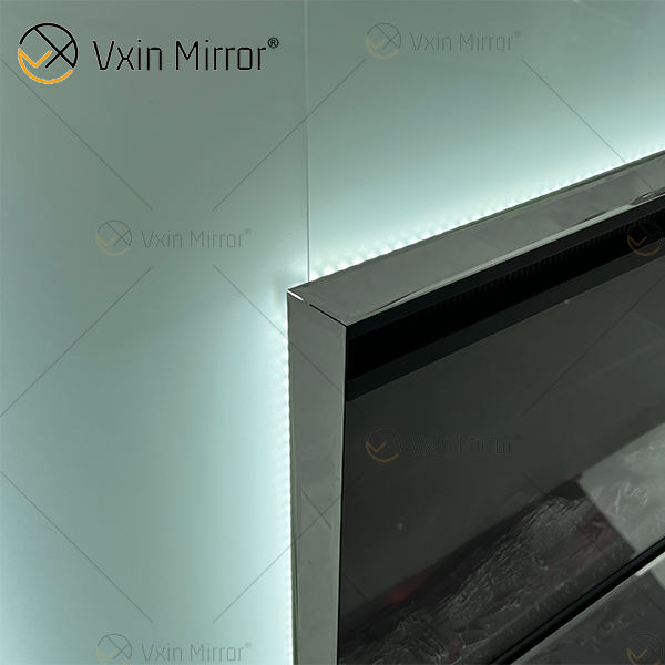 white mirrored fireplace موقد عكس أبيض