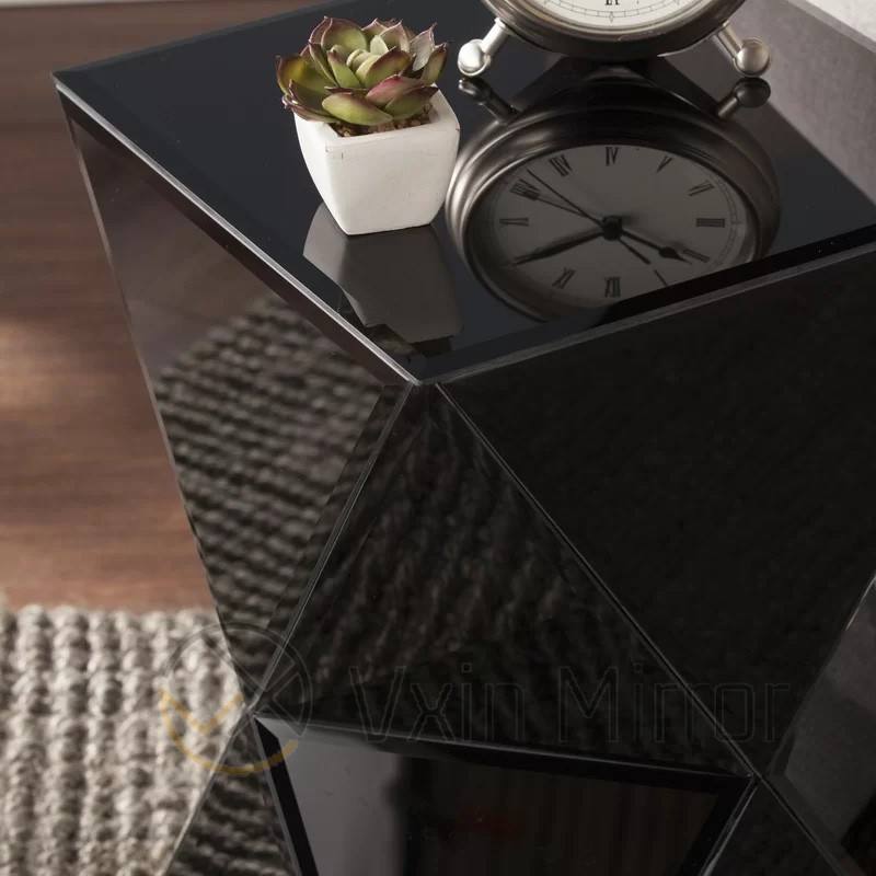 mirrored side table with drawer mesa lateral espelhada com gaveta