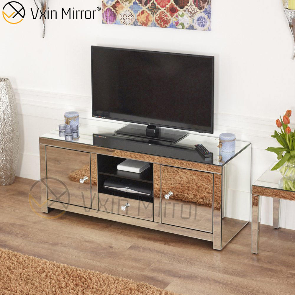 glass silver tv stand suporte de tv prata de vidro