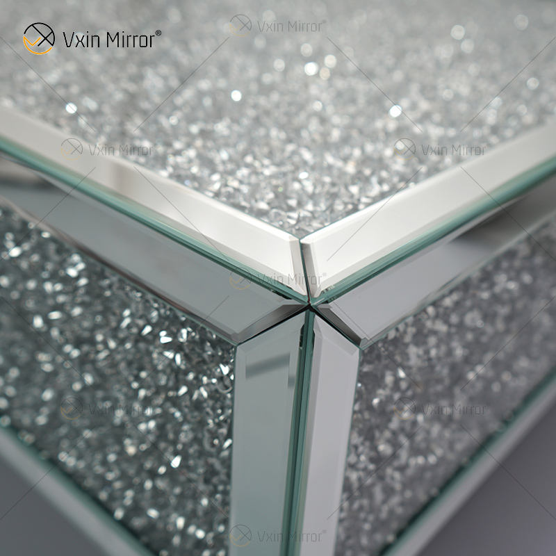 mirrored silver coffee table mesa de café plateado con espejo