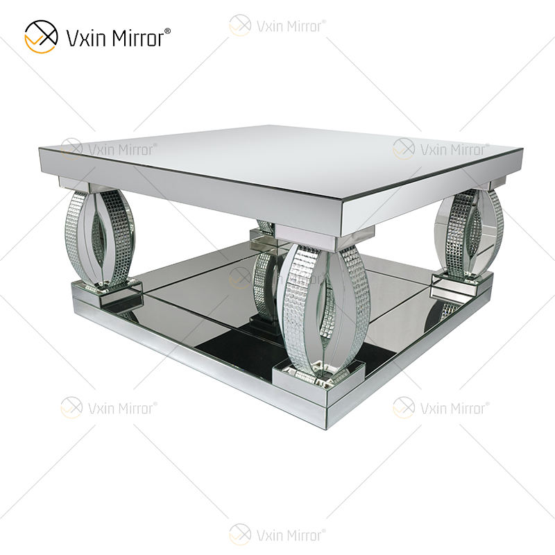 round mirror coffee table mesa de café con espejo redondo
