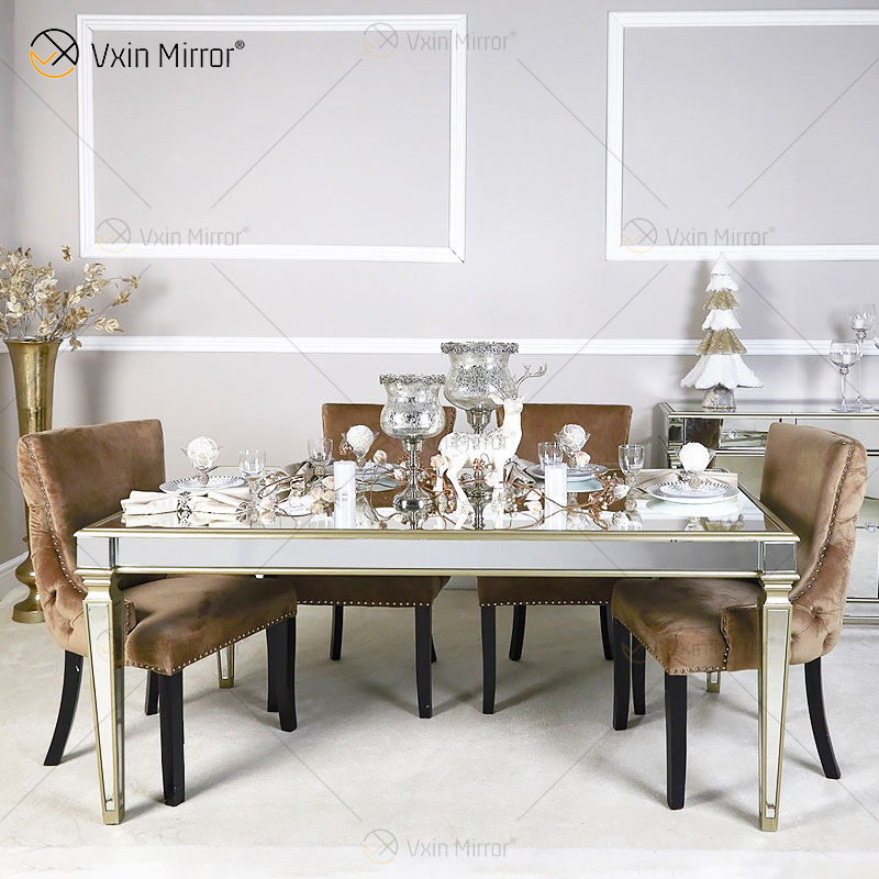 round mirrored dining table mesa de comedor con espejo redondo