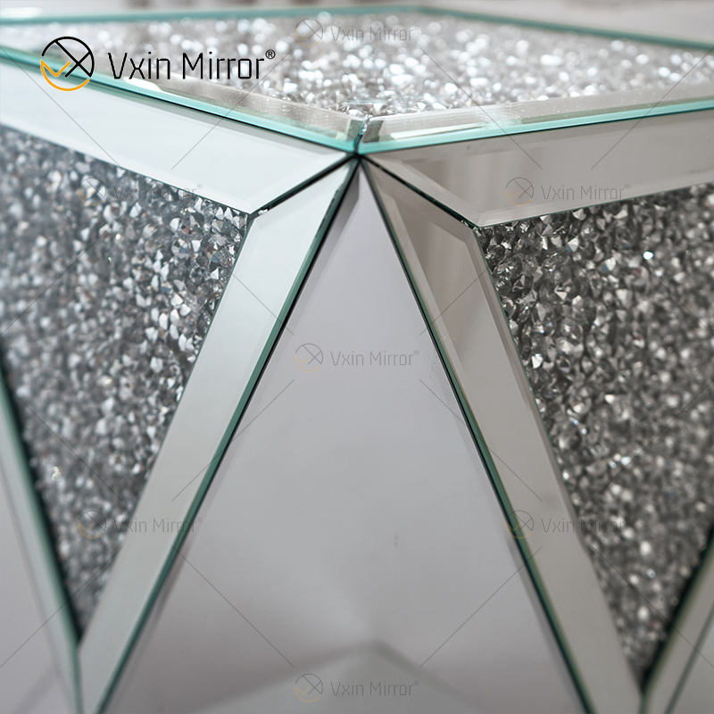 narrow mirrored table mesa espelhada estreita