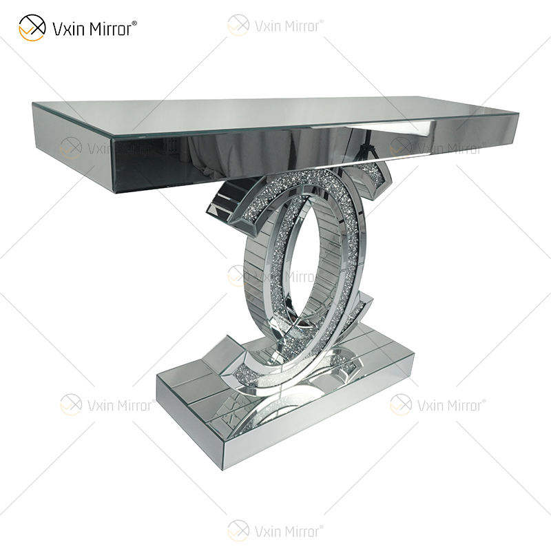 narrow mirrored console Console espelhado estreito