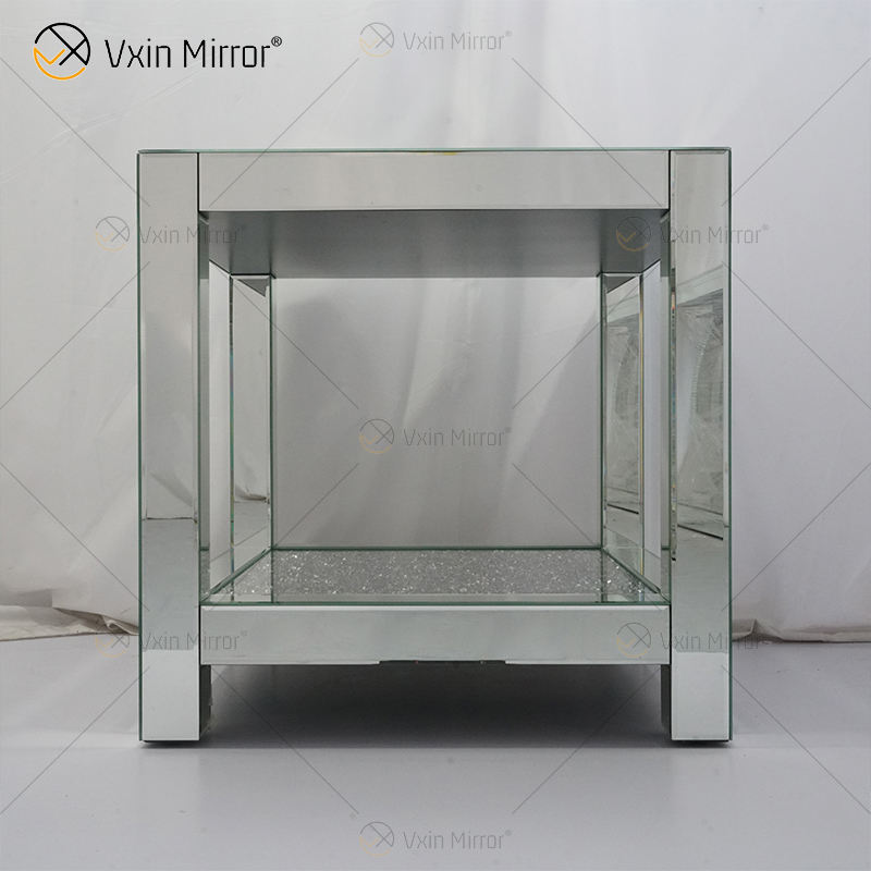 silver mirror end table mesa final de espelho prateado