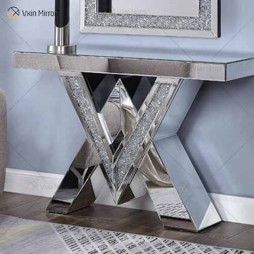 mirror and gold console table طاولة وحدة التحكم المرآة والذهب