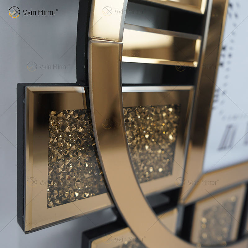 black mirrored wall clock Черные зеркальные настенные часы