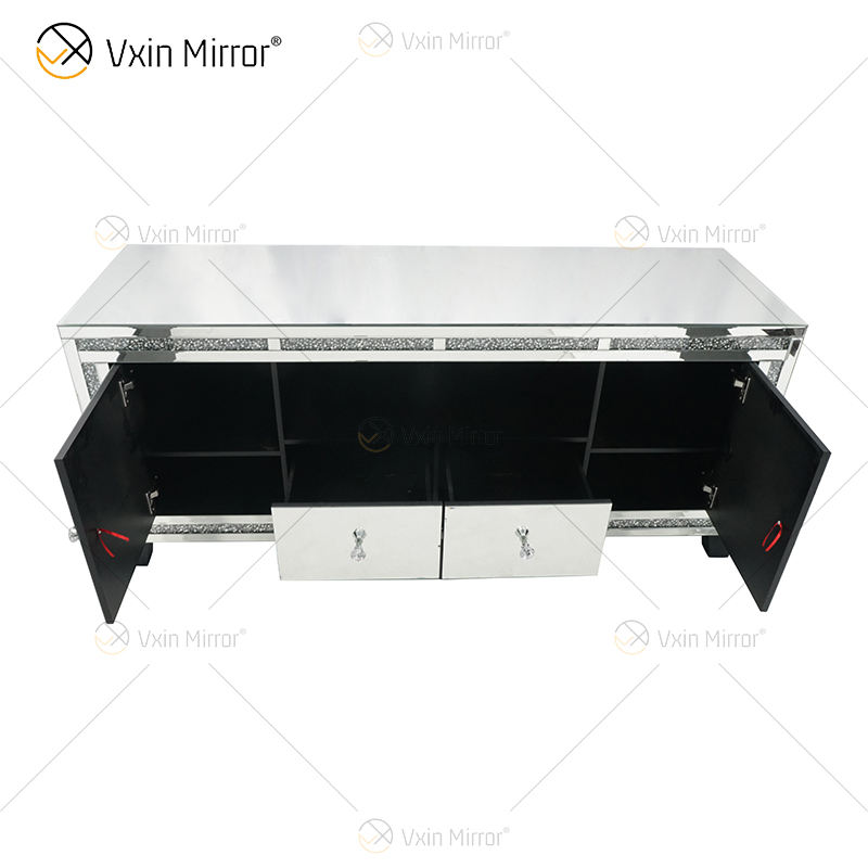 mirrored tv console cabinet armário de console de TV espelhado