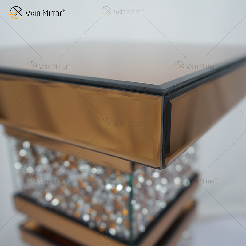 rose gold mirror side table mesa lateral de espelho de ouro rosa