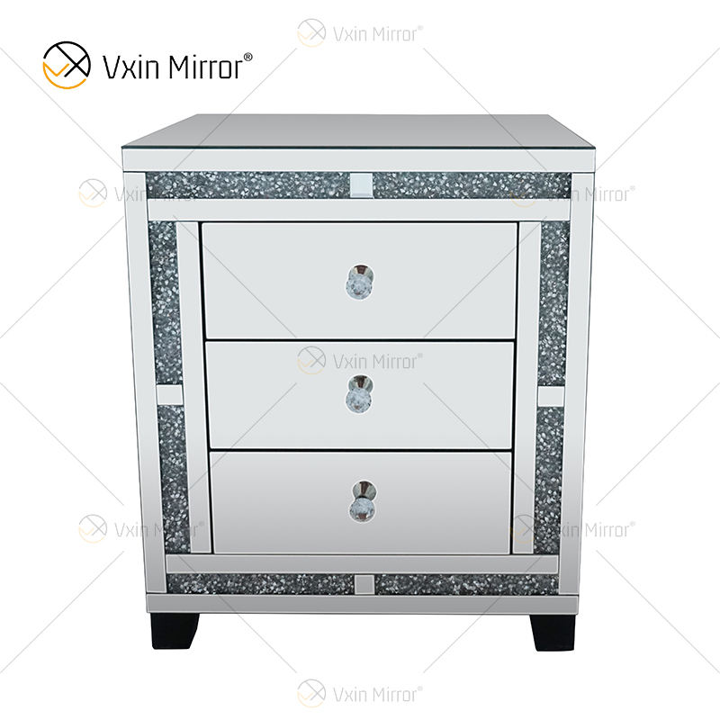 nightstand with mirrored drawers тумбочка с зеркальными ящиками