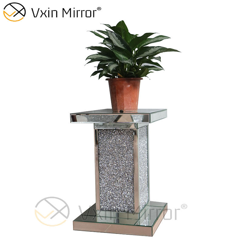 round mirrored side table mesa lateral espelhada redonda