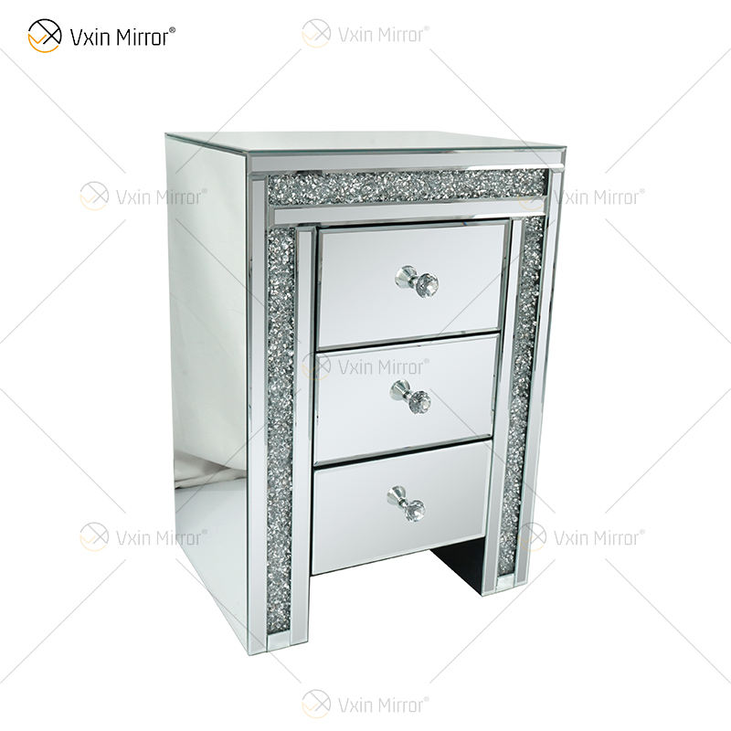 silver mirror nightstand mesita de noche de espejo plateado