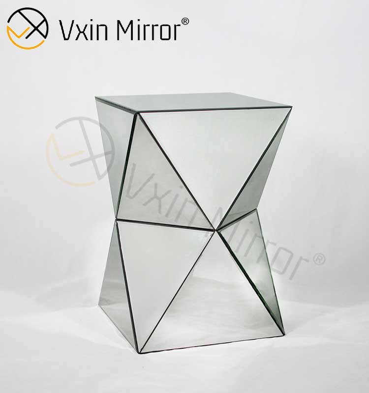 mirrored pedestal side table mesa lateral do pedestal espelhado