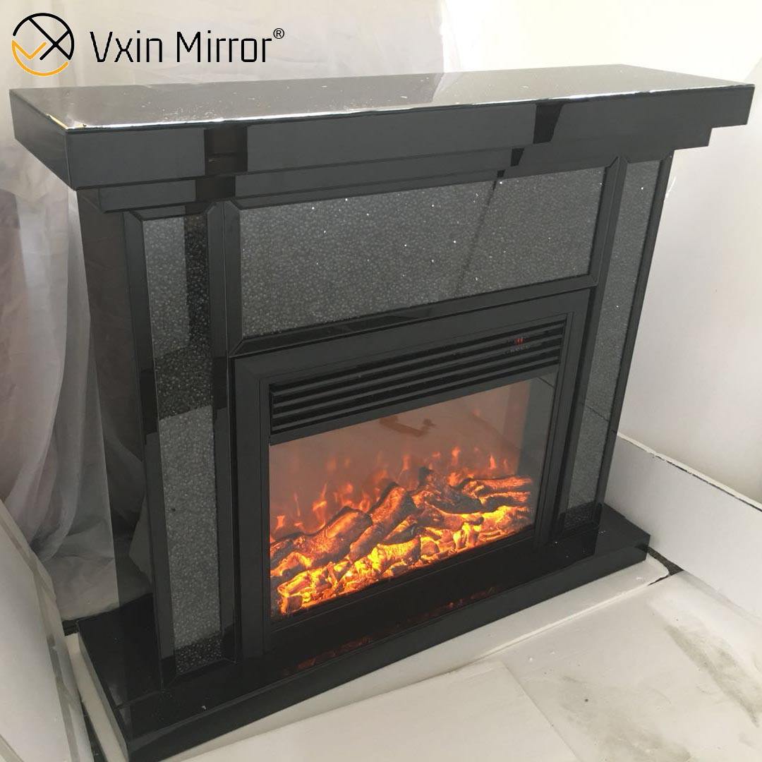 fireplace with fire glass lareira com vidro de fogo