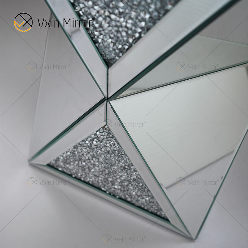 round mirror top side table mesa lateral redonda do espelho