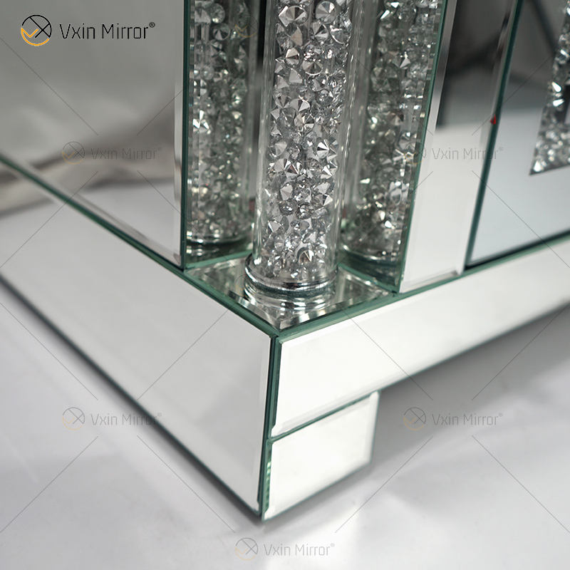 black mirrored bedside table Черное зеркальное прикроватное стол